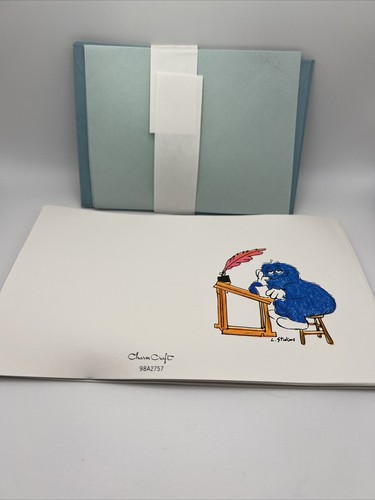 Vintage CHARMCRAFT Stationary Cards W/Envelopes USA Ephemera Blue Monster - Picture 2 of 12