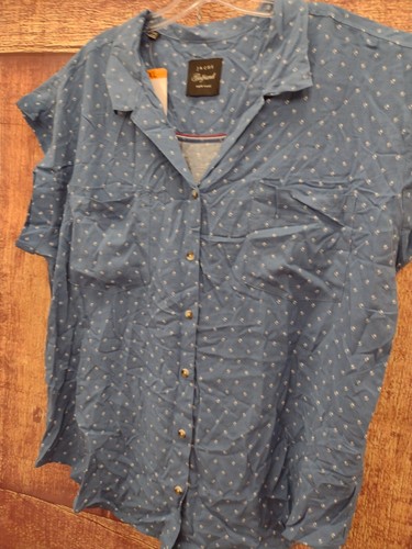 Jachs Girlfriend Damen Bluse blau geblümt Knopfleiste Größe M