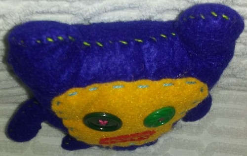 Rare 7 " Handmade Blue Orange Faced Button Eyed Monster Plush  - Picture 7 of 12