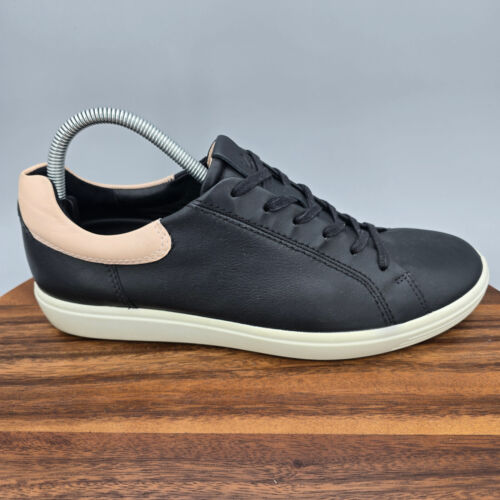 Ecco Soft 7 Schuhe Damen 11 42 Schwarz Leder Schnürschuhe Low Top Komfort Sneaker