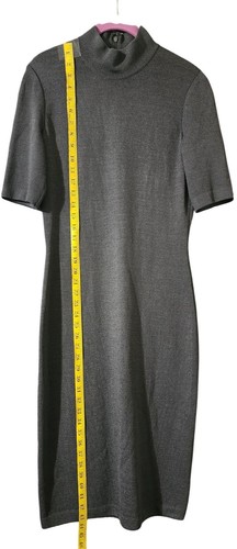 St. John Gray Knit Mock Neck Short Sleeve Dress Size 4 Back Zipper Closure Time - Picture 7 of 8