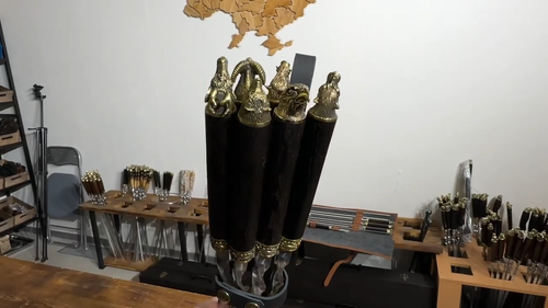 Set of handmade "Hunting Six" skewers in a leather quiver | Set of forged barbec - Video 1 of 1
