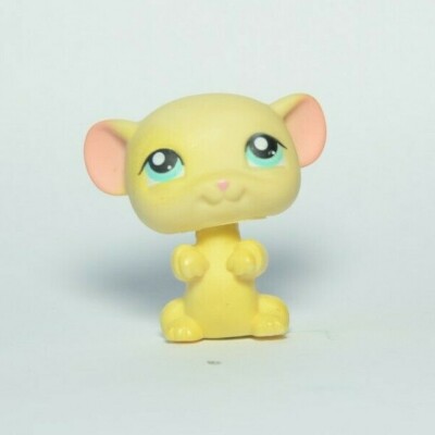  Littlest Pet Shop LPS 448 Yellow Mouse Aqua Blue / Green Eyes -1-