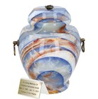 Blue natural stone urn for ashes Cremation urn made of onyx Solid urn