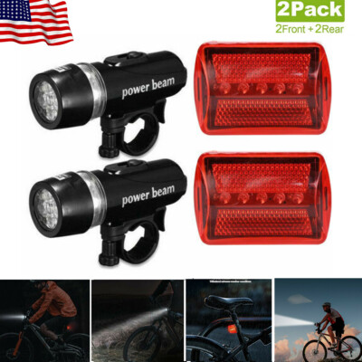 2 Front /& Rear 5 LED Bicycle Bike Light Set Cycle Lights Visibility Safety Red
