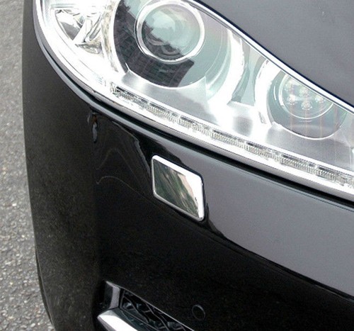DELUXE Head Light Washer Trim Caps 2x ROYAL CHROME for JAGUAR XJ XJR X351 09 on - Afbeelding 4 van 7