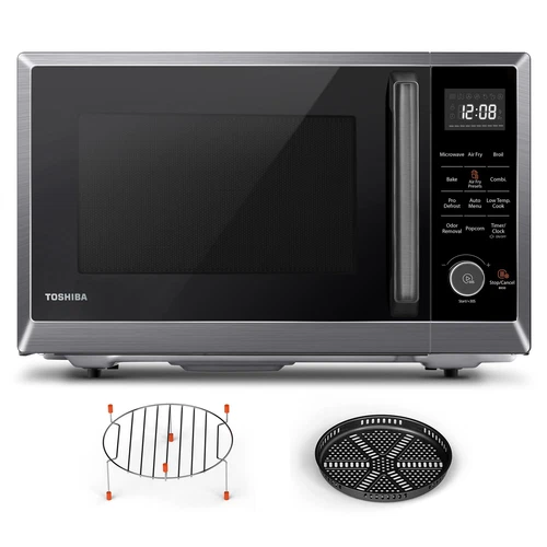 TOSHIBA Air Fryer Combo 8-in-1 Countertop Microwave Oven with Convection Broi...