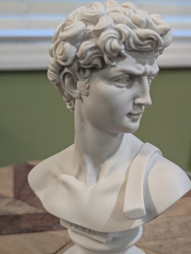 Plaster Bust, Small Classic By G. Ruggeri in Italy, Michelangelo's David Statue  - Picture 12 of 19