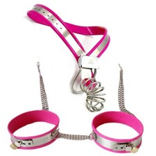 Stainless Steel Male Chastity Belt Crotch Pants Full Hollow Cage Thigh Cuff