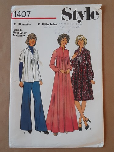 PATRÓN ESTILO - 1407 DAMAS VESTIDO DE MATERNIDAD TÚNICA DELANTERA REÚNE TALLA 14 SIN CORTAR  - Imagen 1 de 2