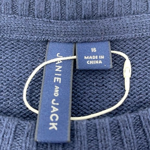 Janie and Jack NWOT Kids Navy Fair Isle Long Sleeve Cotton Blend Sweater Size 16 - Picture 6 of 8