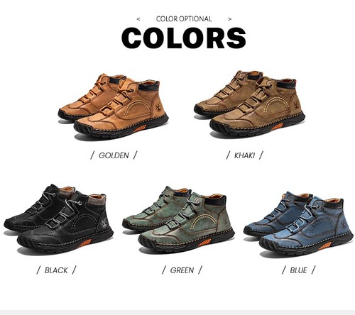 Klassische Herren Leder Freizeitschuhe Weich Atmungsaktiv Stiefeletten Handgefertigt Turnschuhe - Bild 13 von 23