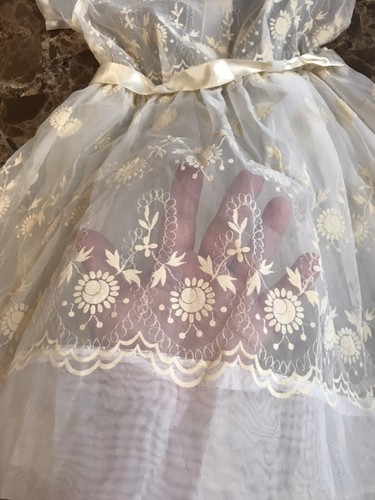 VTG Girls Sheer White Dress 50s 60s 1st Communion Flower Girl Wedding Size 5? - Picture 5 of 8