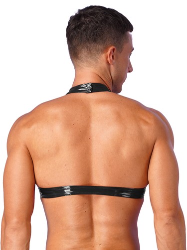 Blusa sin mangas con cuello halter para hombre Top con anillo tórico brillante culturismo metálico - Imagen 15 de 37