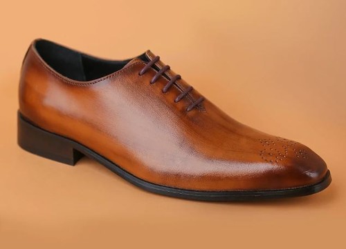 Handgefertigte hellbraune Oxford elegante Herrenschuhe, formelle Herrenschuhe aus echtem Leder - Bild 2 von 5