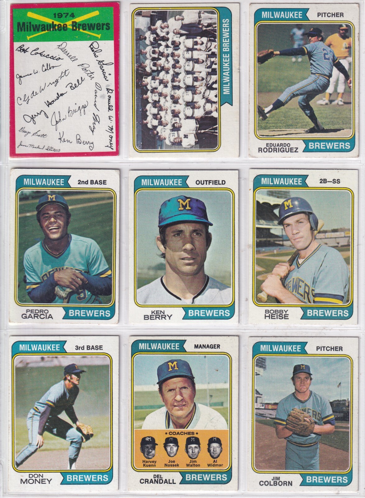 1974 Topps Milwaukee Brewers Team Set With Traded (26 Cards)