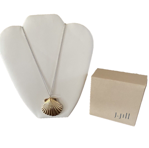 NWT J. JILL Goldtone Seashell on Silver Chain Necklace in New Box Retails $44.00