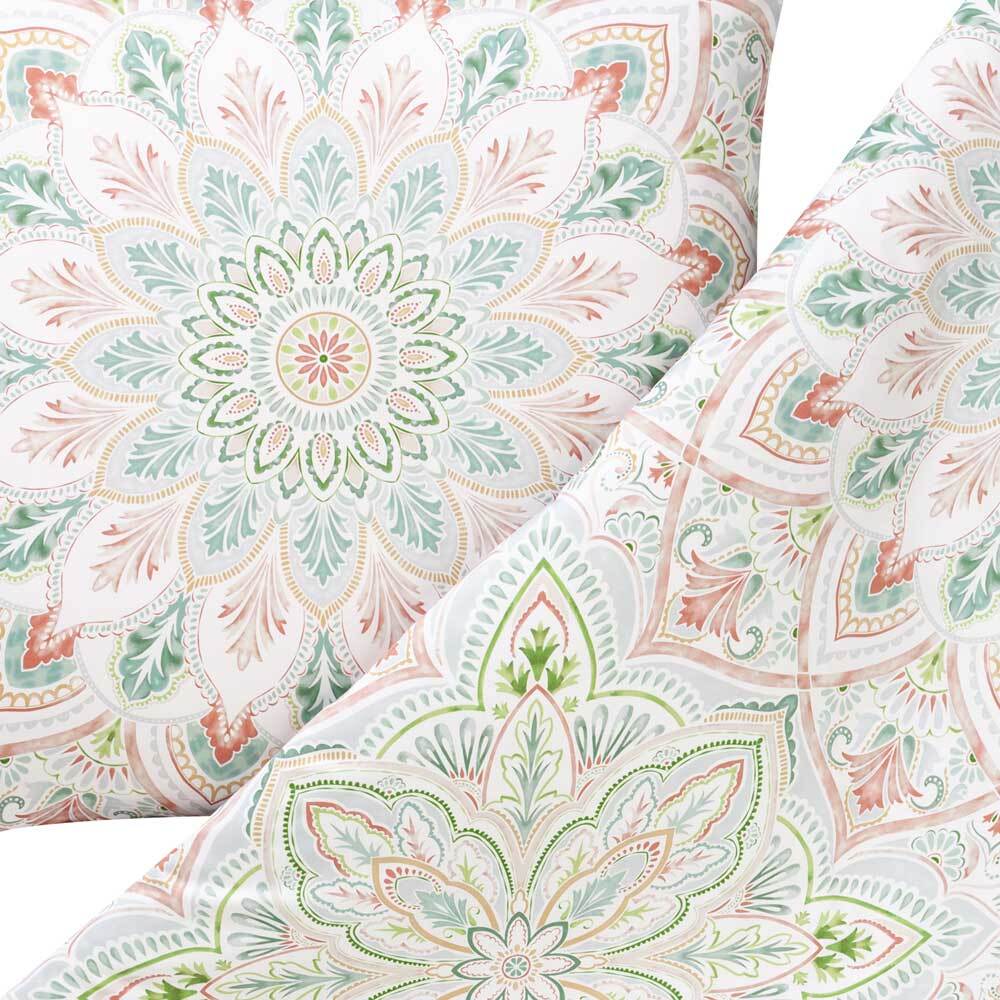 Estella Bio Mako Satin Bettwäsche 135x200 Jamiro gras Mandala Orient grün 3418-5