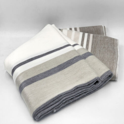 SOFT&WARM STRIPED ALPACA LLAMA WOOL BLANKET PLAID 99"x67" QUEEN BED SOFA COUCH - Picture 3 of 8