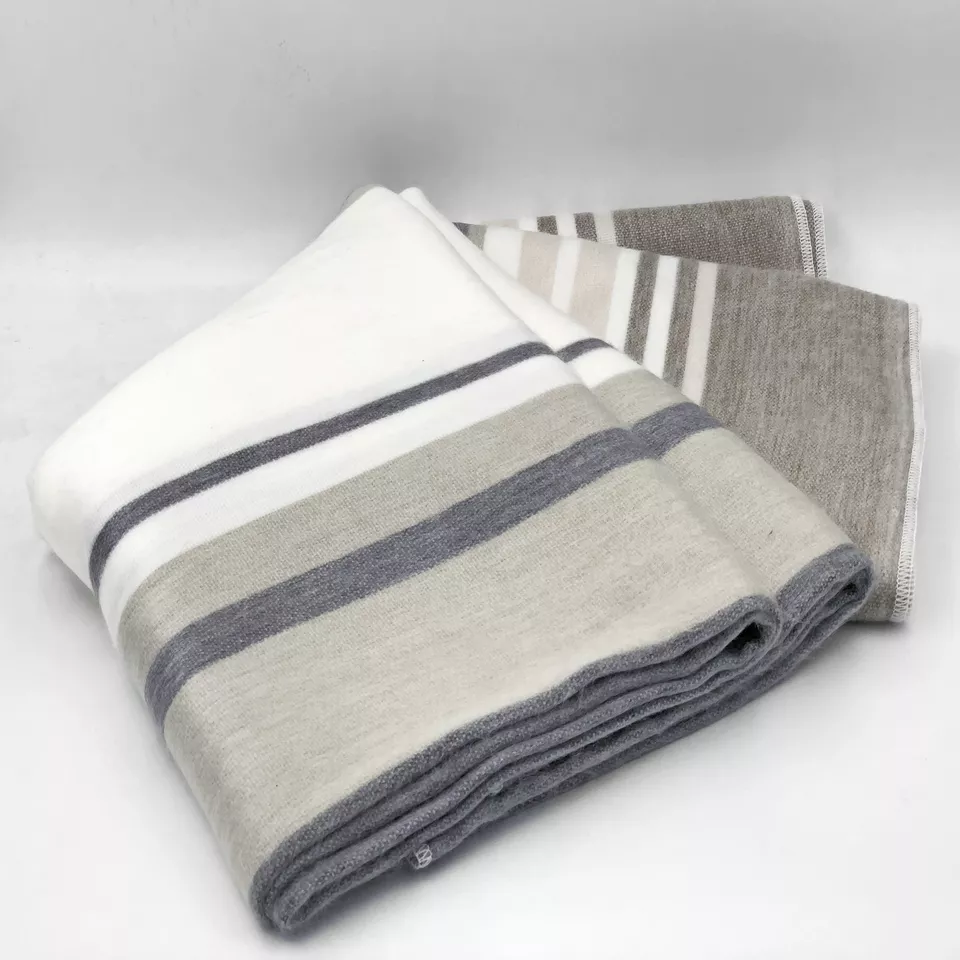 SOFT&WARM STRIPED ALPACA LLAMA WOOL BLANKET PLAID 99"x67" QUEEN BED SOFA COUCH - Image 3 of 4