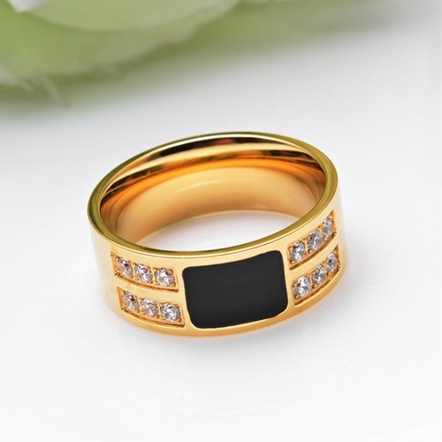 8mm Men's Black Enamel Titanium Steel Ring Wedding CZ Silver/Gold Band Size 7-13 - Picture 8 of 11