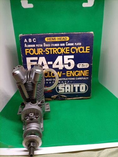 Saito fa-45 7.5cc 4 tempi four stroke Engine Plane vintage aereomodellismo - Foto 4 di 11