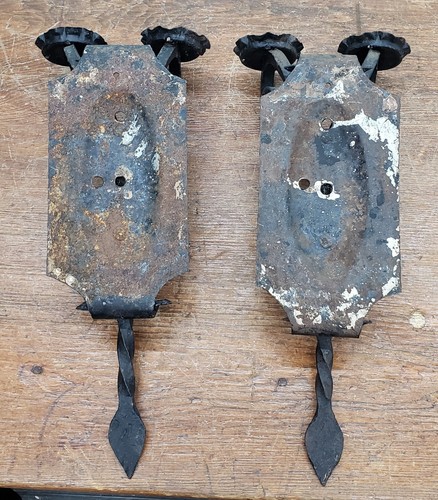 Pair of Unique Wrought Iron Double Candle Wall Sconces 19" Tall x 8" Wide GA9823 - Picture 11 of 11
