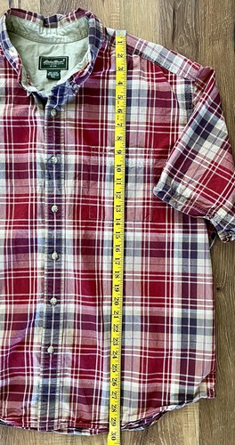 Eddie Bauer Herren Button Down Hemd Größe XXL SS rot, braun kariert gebraucht, in einwandfreiem Zustand - Bild 4 von 8
