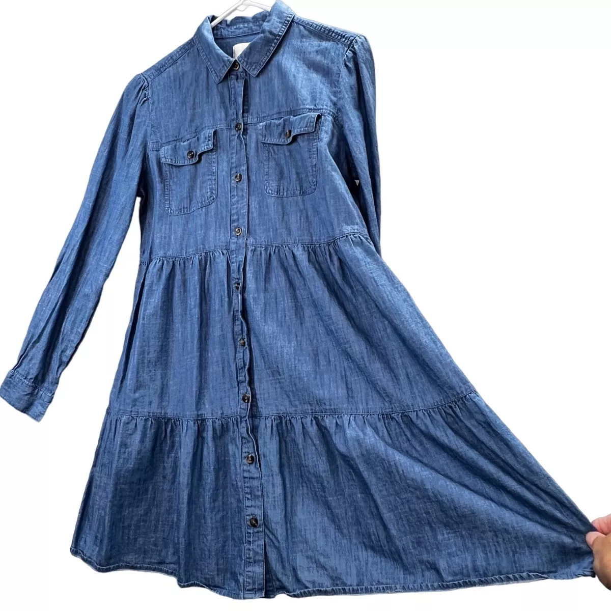 Chambray dress long sleeve top