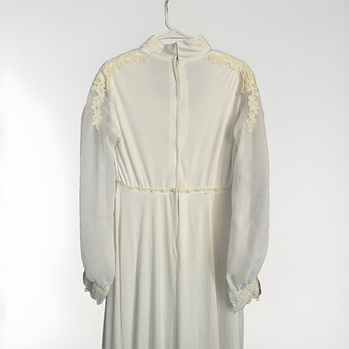 Maxi creme 70er Bohemian Prairie Vintage bestickt Langarm Brautkleid - Bild 5 von 21