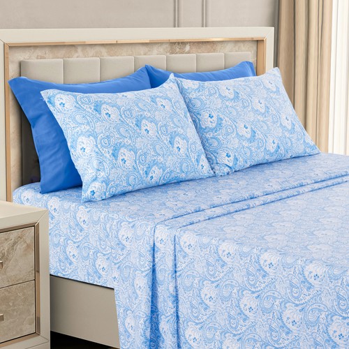 Luxury Deep Pocket 6 Piece Bed Sheet Set 1800 Series Hotel Comfort Paisley Sheet - Picture 75 of 90