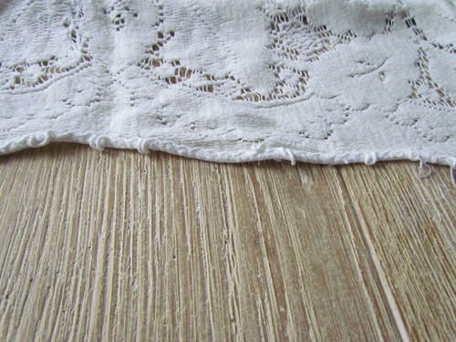 Tovaglia vintage all'uncinetto floreale lino bianco panna avorio 90" x 56" - Foto 9 di 10