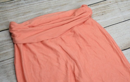 Liz Lange Lounge Women French Terry Straight Pants Fold Over Waistband Orange XS - Picture 5 of 12