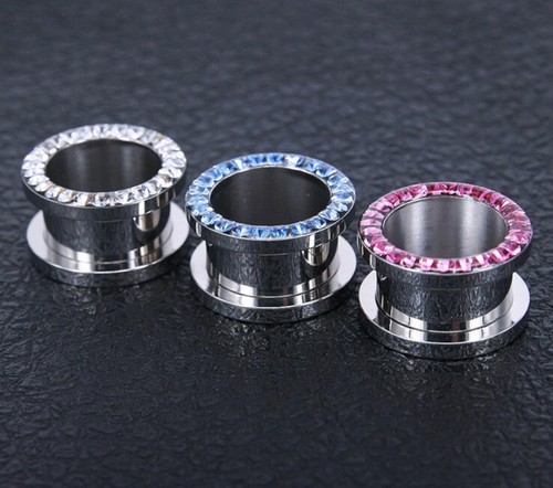 Ear Tunnels Flash Tunnel HuaCan Only Silver White 6mm - Picture 5 of 6