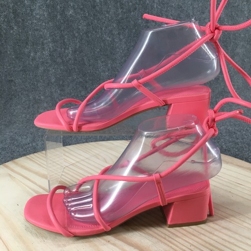 Sandalias H&M para mujer 39 informales punta abierta tacón bloque tobillo tiras rosa imitación cuero - Imagen 2 de 18