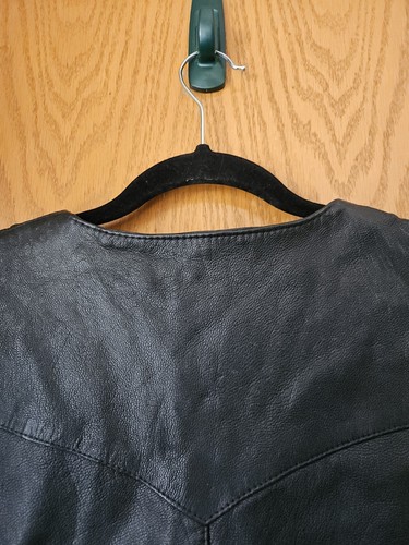 ADLER Men's Leather Motorcycle Vest with Harley Davidson Patches & Pins SZ XL - Picture 14 of 16