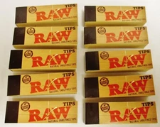 10X RAW Papers Brand Natural Unrefined Rolling Tips 10 Packs 500 Total