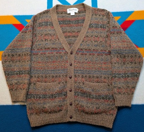 Harley of Scotland Merino Wool Cardigan Pullover Shaggy Dog Vintage Damen Medium