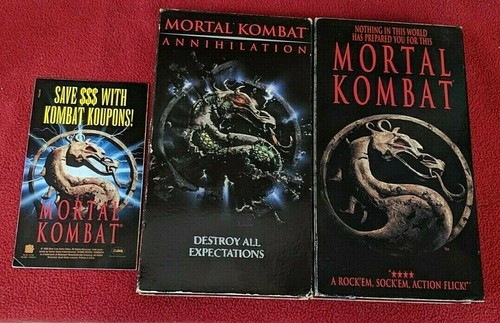2 Mortal Kombat & Annihilation VHS Lot & Kombat Koupons Insert Promo Tested