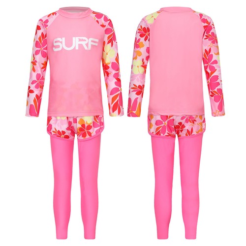 Unisex Kids Swimwear Running Shirt With Bottoms Trousers Sports Swimsuit Beach - Picture 26 of 35