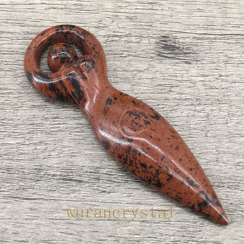 3" Natural Red obsidian quartz crystal carved goddess pendant Reiki healing gift - Picture 9 of 12