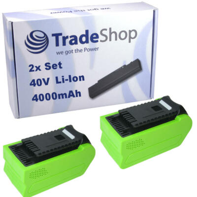 2x Li-Ion Akku 40V / 4Ah passend zu Greenworks G40AC G40ABK2 G40AB STBA40B210