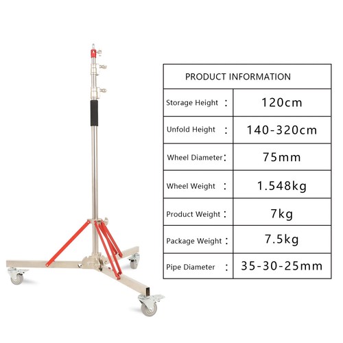Trípode de soporte ligero resistente de 320 cm EE. UU. con ruedas para flash Softbox luz LED - Imagen 3 de 10