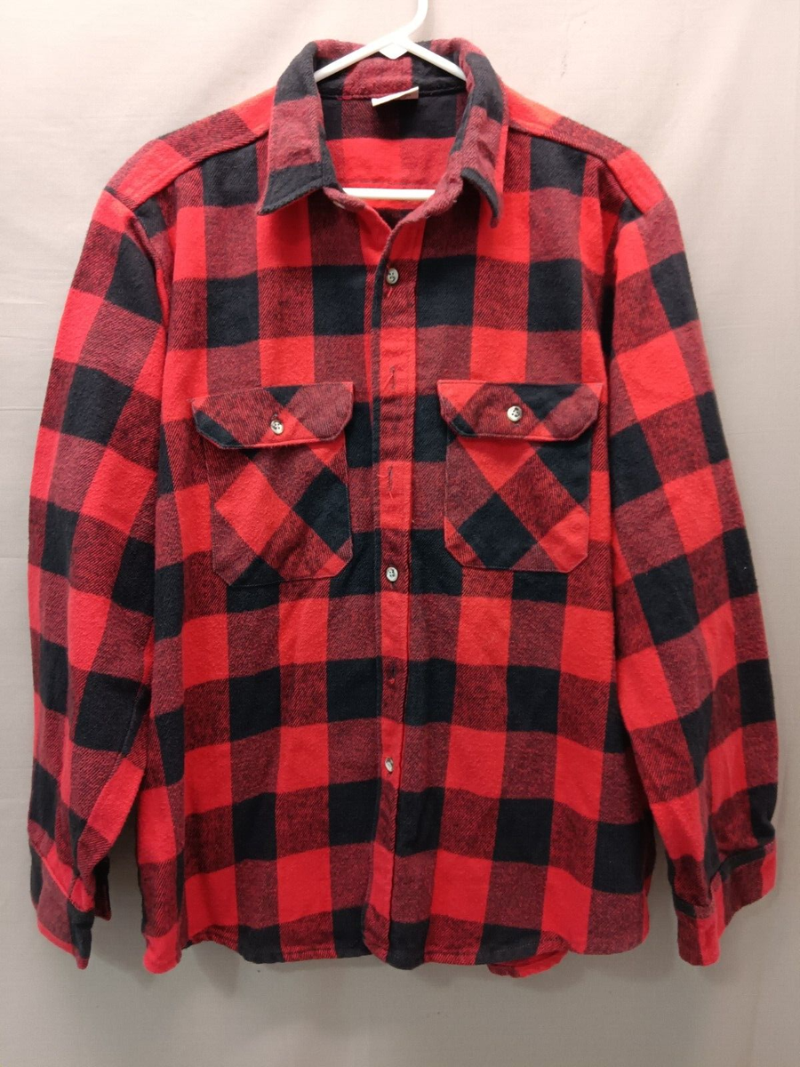 Men's Vintage Winston Red & Black Plaid Lumberjack Flannel Shirt