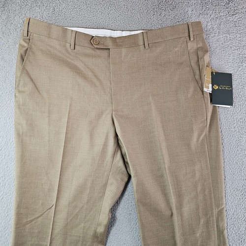 Santorelli Loro Piana Pants Mens 42 Tan Khaki Wool Italy Super 110s 42x27.5 - Picture 2 of 17
