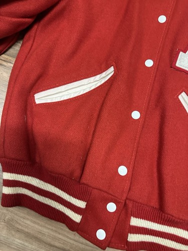 DeLong Wool Varsity A Letterman Jacket Red and White Sz 36 Small USA - Picture 4 of 6