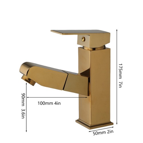 Rubinetto Lavello Cucina Girevole 360° Dorato Spruzzatore Estraibile Monoforo Rubinetto Miscelatore Ottone - Foto 2 di 13