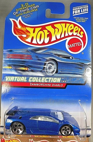 2000 Hot Wheels #114 virtuelle Sammlung Autos LAMBORGHINI DIABLO blau mit 5Punkt Sp