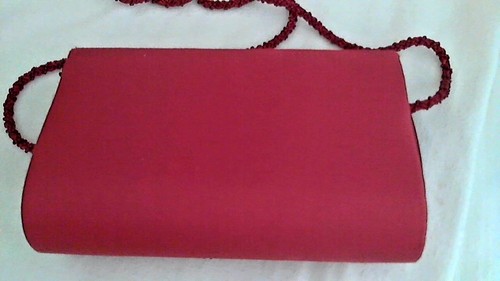 Rote Pailletten Perlen Tasche geflochten Perlen Riemen harte Seite Magnet Druckknopf von La Regale PreO - Bild 4 von 5