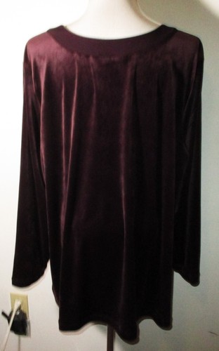 Women's J. JILL Pinot Purple Crushed Velvet Long Sleeve V-Neck Top Size 3X. NWT - Picture 5 of 7